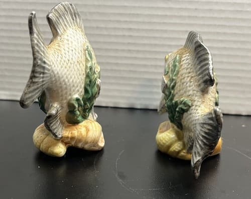 Retired Fitz & Floyd FISH MARKET Salt & Pepper Shakers 1992 Bass - Thumbnail 8