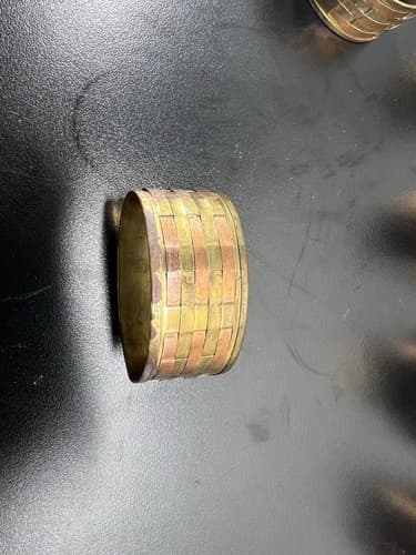 Vintage Set of 10 Napkin Holder Rings Brass and Copper Woven Made in India 1.5" - Thumbnail 2