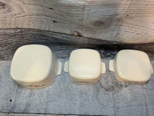 Vintage Set Of 3 Corningware "Abundance" Pattern Casserole Dishes/No Lids - Thumbnail 4