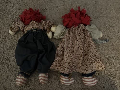 COUNTRY FOLK ART CLOTH RAG DOLLS ANN & ANDY HANDCRAFTED 16” - Thumbnail 4