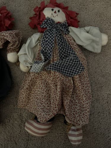 COUNTRY FOLK ART CLOTH RAG DOLLS ANN & ANDY HANDCRAFTED 16” - Thumbnail 2