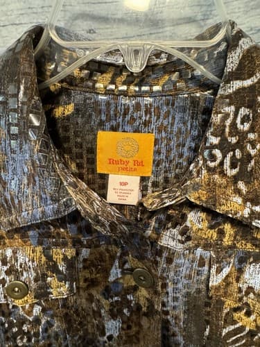 RUBY RD Women's Size 10P Animal Print Button Down Long Sleeve Jacket - Thumbnail 2