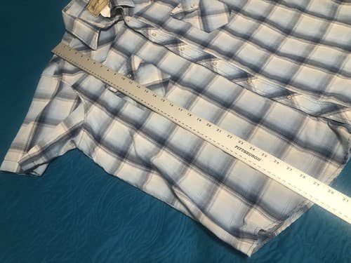Wrangler Shirt Blue Plaid 2XL Western Pearl Snap Short Sleeve Button Up Cotton - Thumbnail 5