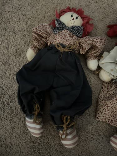 COUNTRY FOLK ART CLOTH RAG DOLLS ANN & ANDY HANDCRAFTED 16” - Thumbnail 3