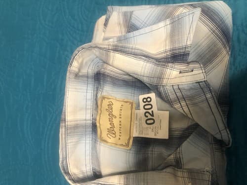 Wrangler Shirt Blue Plaid 2XL Western Pearl Snap Short Sleeve Button Up Cotton - Thumbnail 7