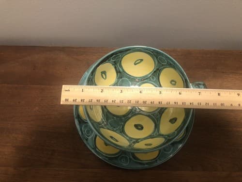 Vintage 80's Signed A-10 Italy Stoneware Handmade Mug and Saucer Handpainted - Thumbnail 6