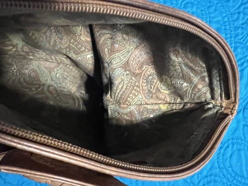 HOBO INT-Tan Cognac Brown Leather Ring Bow Kisslock Foldover Wallet VINTAGE - Thumbnail 5