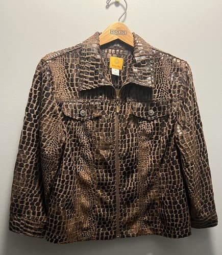 RUBY RD Women's Size 14 Crocodile skin Print Button Down Long Sleeve Jacket