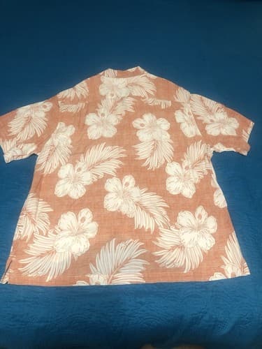 Caribbean Hawaiian Button Up Shirt Mens Size XL Orange Floral Short Sleeve - Thumbnail 6