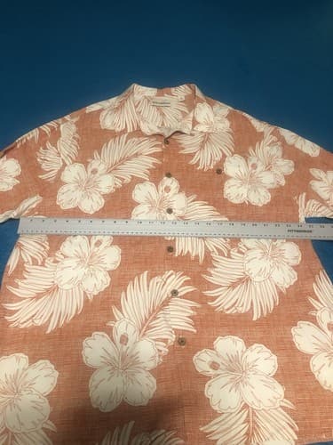 Caribbean Hawaiian Button Up Shirt Mens Size XL Orange Floral Short Sleeve - Thumbnail 5