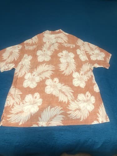 Caribbean Hawaiian Button Up Shirt Mens Size XL Orange Floral Short Sleeve - Thumbnail 7