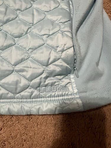 LL Bean Women Quilted Puffer Vest Large Sleeveless Full Zip Blue Jacket Stretch - Thumbnail 5