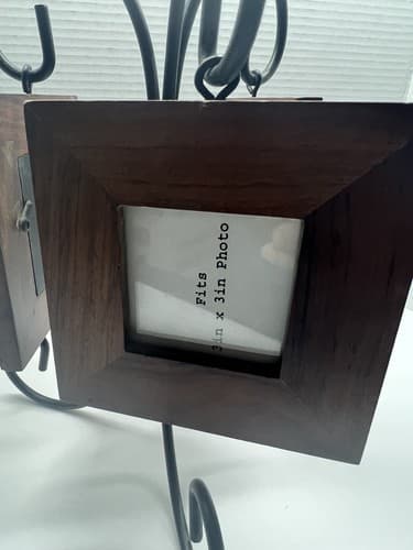 Cute Set Of Three Small Brown Wood Frames That Have A Black Metal Stand - Thumbnail 3