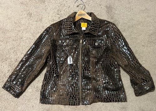 RUBY RD Women's Size 14 Crocodile skin Print Button Down Long Sleeve Jacket - Thumbnail 7
