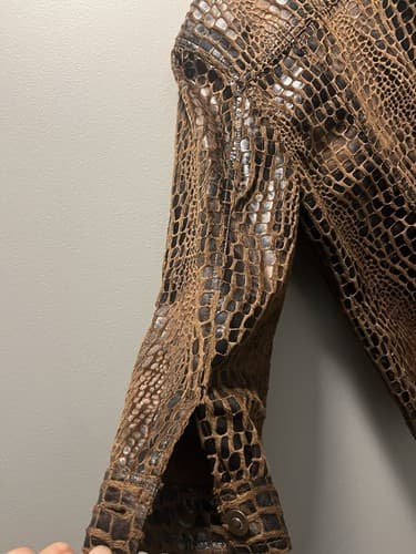 RUBY RD Women's Size 14 Crocodile skin Print Button Down Long Sleeve Jacket - Thumbnail 4