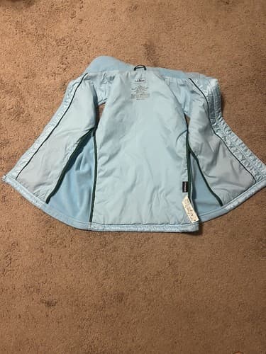 LL Bean Women Quilted Puffer Vest Large Sleeveless Full Zip Blue Jacket Stretch - Thumbnail 3
