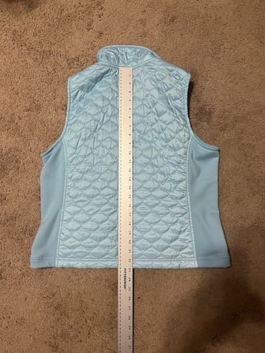 LL Bean Women Quilted Puffer Vest Large Sleeveless Full Zip Blue Jacket Stretch - Thumbnail 2