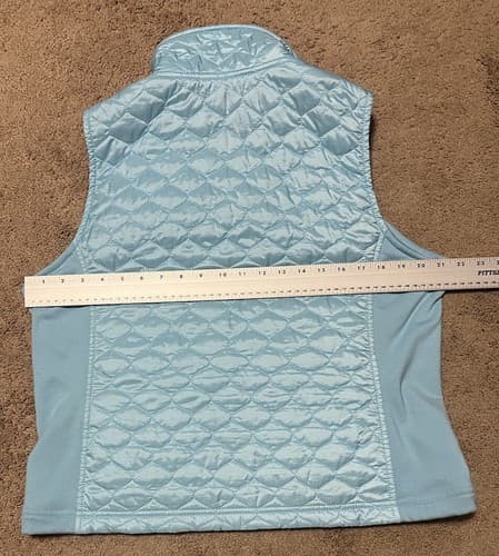 LL Bean Women Quilted Puffer Vest Large Sleeveless Full Zip Blue Jacket Stretch - Thumbnail 8
