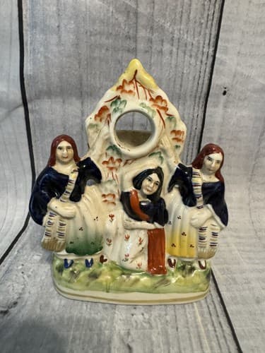 Antique Staffordshire Figures Pocket Watch Holder~Scottish Dancers