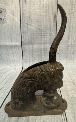 Antique Cast Iron Lion Head Lever Press Embosser - c. 1900's