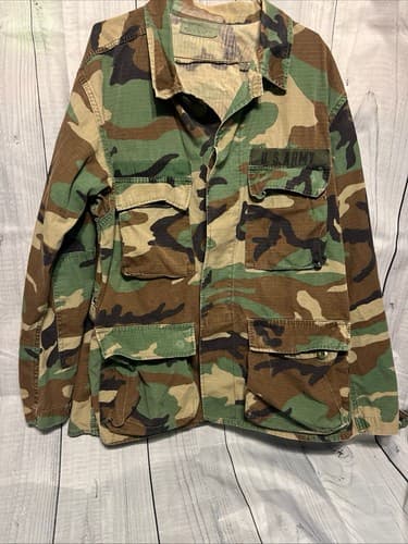 VTG US Military Hot Weather Woodland Camo Combat Jacket medium/Reg 100% Cotton