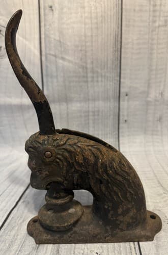 Antique Cast Iron Lion Head Lever Press Embosser - c. 1900's - Thumbnail 2