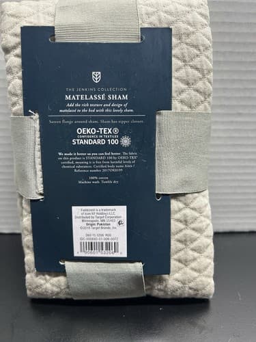 Pebble Diamond Matelasse Sham - Fieldcrest Standard Size Beige- set of 2 - Thumbnail 2