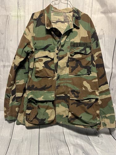 VTG US Military Hot Weather Woodland Camo Combat Jacket medium/Reg 100% Cotton - Thumbnail 3