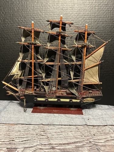 Fragata Espanola Ano 1780 Spanish Naval War Ship Replica Sail Boat Model Wood - Thumbnail 5