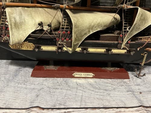 Fragata Espanola Ano 1780 Spanish Naval War Ship Replica Sail Boat Model Wood - Thumbnail 4