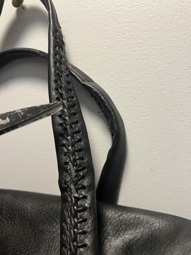 Unique BIG BUDDHA Black handbag braided handle with metal stud details - Thumbnail 7