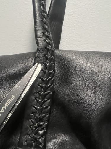 Unique BIG BUDDHA Black handbag braided handle with metal stud details - Thumbnail 6