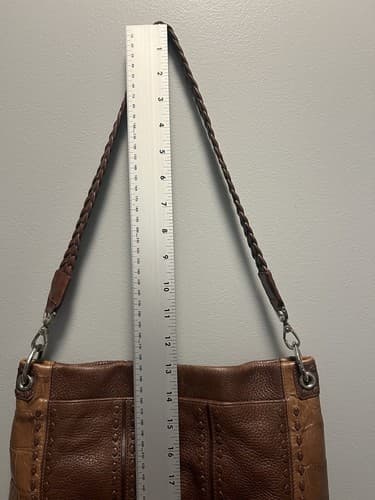 Leather Brighton Handbag Crocodile Embossed Trim Brown 11"X12" Excellent Cond. - Thumbnail 4