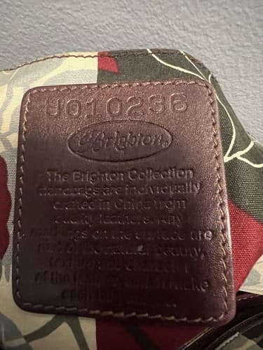Leather Brighton Handbag Crocodile Embossed Trim Brown 11"X12" Excellent Cond. - Thumbnail 6