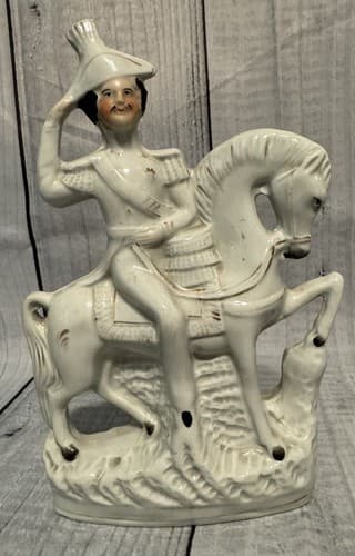 Antique 19thC English Staffordshire Pottery Equestrian Military Officer Soldier