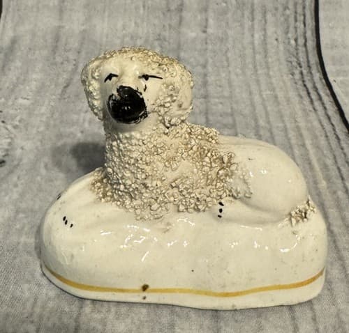 Antique Staffordshire Poodle Dog Figurine~Relaxing~ English