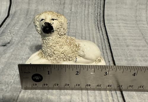 Antique Staffordshire Poodle Dog Figurine~Relaxing~ English - Thumbnail 4