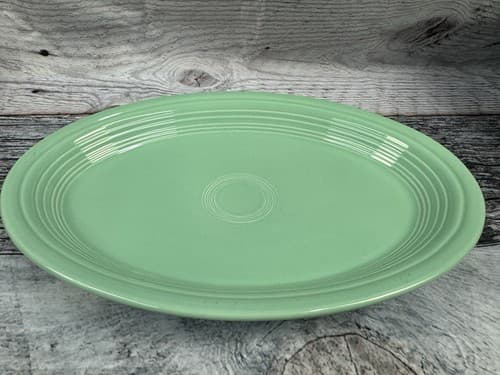 Vtg Fiesta Sea Mist Mint Green Oval Serving Platter Large 13.5"x9.5" Retired