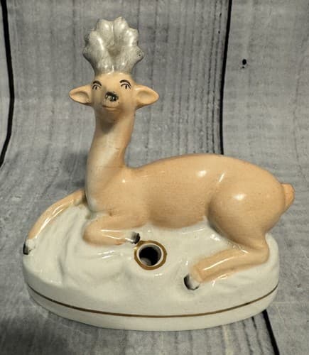 Antique English Staffordshire Deer Inkwell, Circa 1850