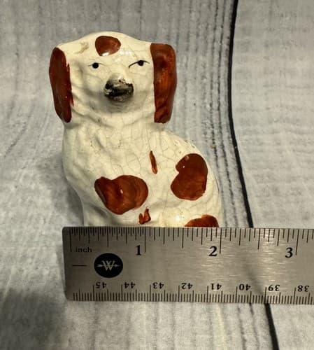 English Staffordshire single popular Spaniel Dog -19th c~ 3 1/2" high by 2" wide - Thumbnail 4