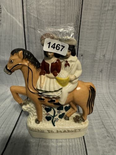Antique Staffordshire Titled couple on horse~"Going to Market" 19th Century - Thumbnail 6