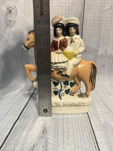 Antique Staffordshire Titled couple on horse~"Going to Market" 19th Century - Thumbnail 5