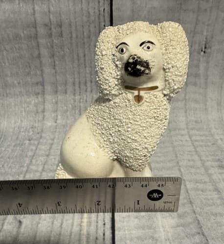 English Staffordshire single dog Poodle-19th c~ 4 1/2" high by 3"wide - Thumbnail 4