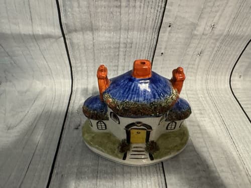 Antique Pastille Burner Red Blue Yellow Door 3 Chimney Cottage Staffordshire - Thumbnail 2