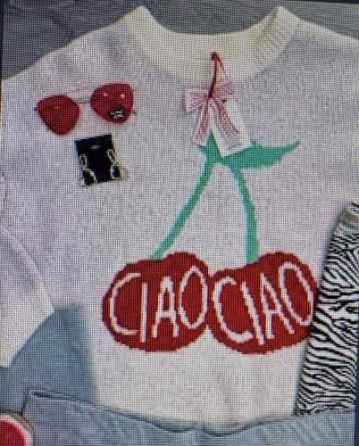 Target Sweater New Day Cream Red Cherries Ciao Ciao Choice~XS, S, M, L, XL, XXL - Thumbnail 2