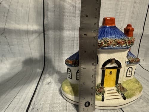 Antique Pastille Burner Red Blue Yellow Door 3 Chimney Cottage Staffordshire - Thumbnail 7