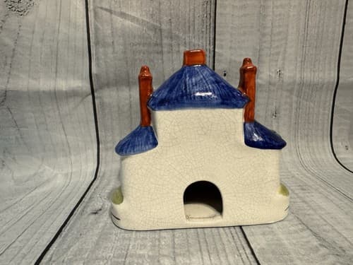 Antique Pastille Burner Red Blue Yellow Door 3 Chimney Cottage Staffordshire - Thumbnail 3