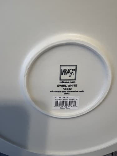 NWT Mikasa Swirl White KT342 Oversize Round Platter 16" - Thumbnail 5