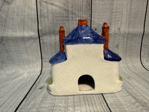 Antique Pastille Burner Red Blue Yellow Door 3 Chimney Cottage Staffordshire - Thumbnail 4