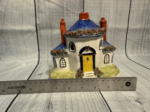 Antique Pastille Burner Red Blue Yellow Door 3 Chimney Cottage Staffordshire - Thumbnail 6